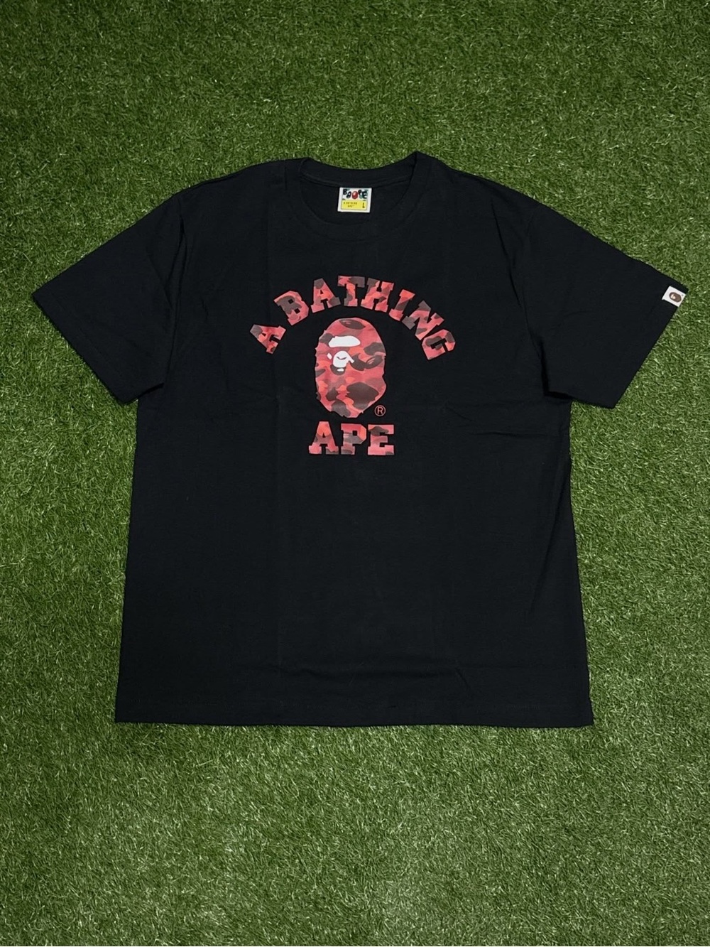 Red On Black College Bape Tee